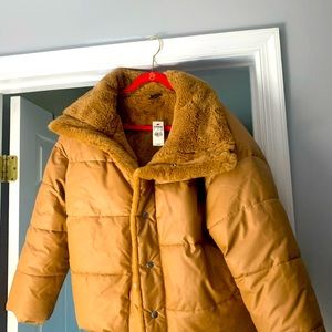 Men’s tan faux leather coat